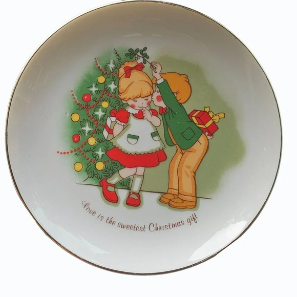 Vintage JSNY Love is the Sweetest Christmas Gift 6.25" Collector Plate Made in J - Picture 1 of 4